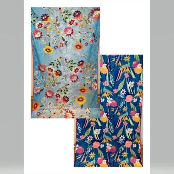 Johnny Was Rainbow Floral Beach Towel reversible 40"x70" NWT - Picture 2 of 9